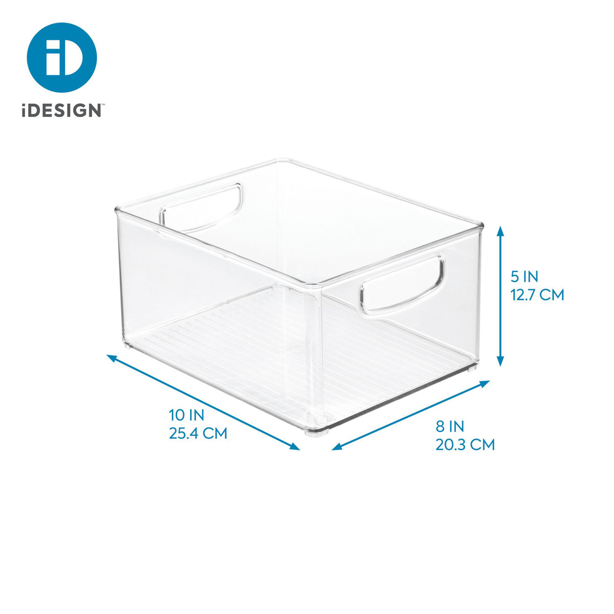 iDesign Plastic Extra-Large Freezer and Fridge Organization Bin with Easy to Grip Integrated Handles, The Linus Collection - 10" x 8" x 5", Clear